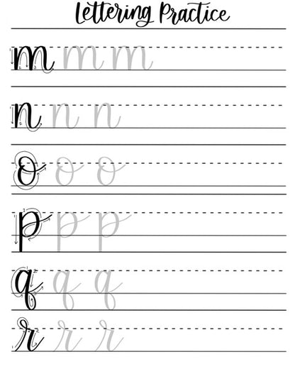 Brush Lettering Practice Sheets