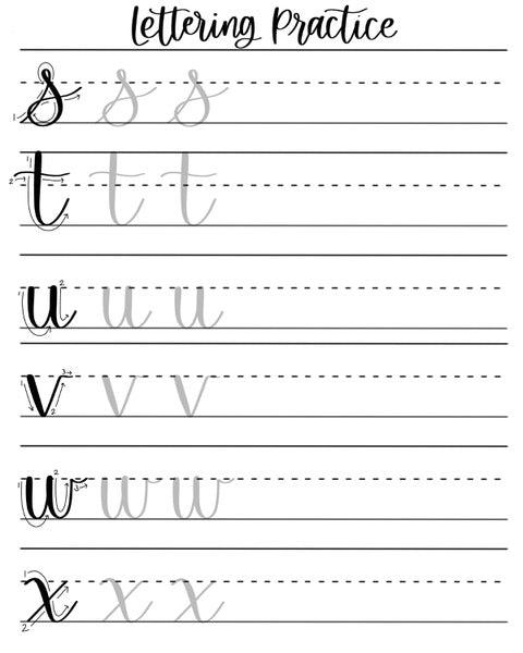 Brush Lettering Practice Sheets