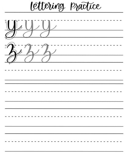 Brush Lettering Practice Sheets