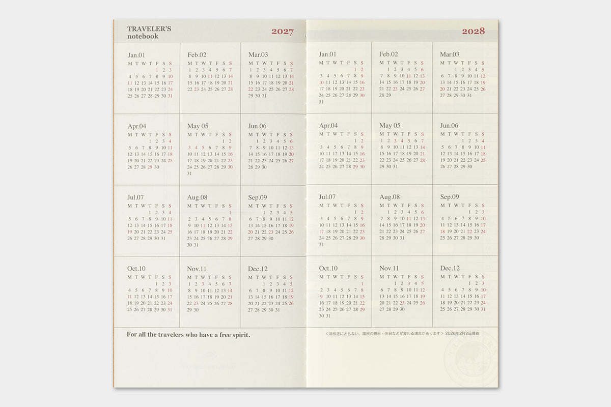 2027 TRAVELER'S DIARY MONTHLY