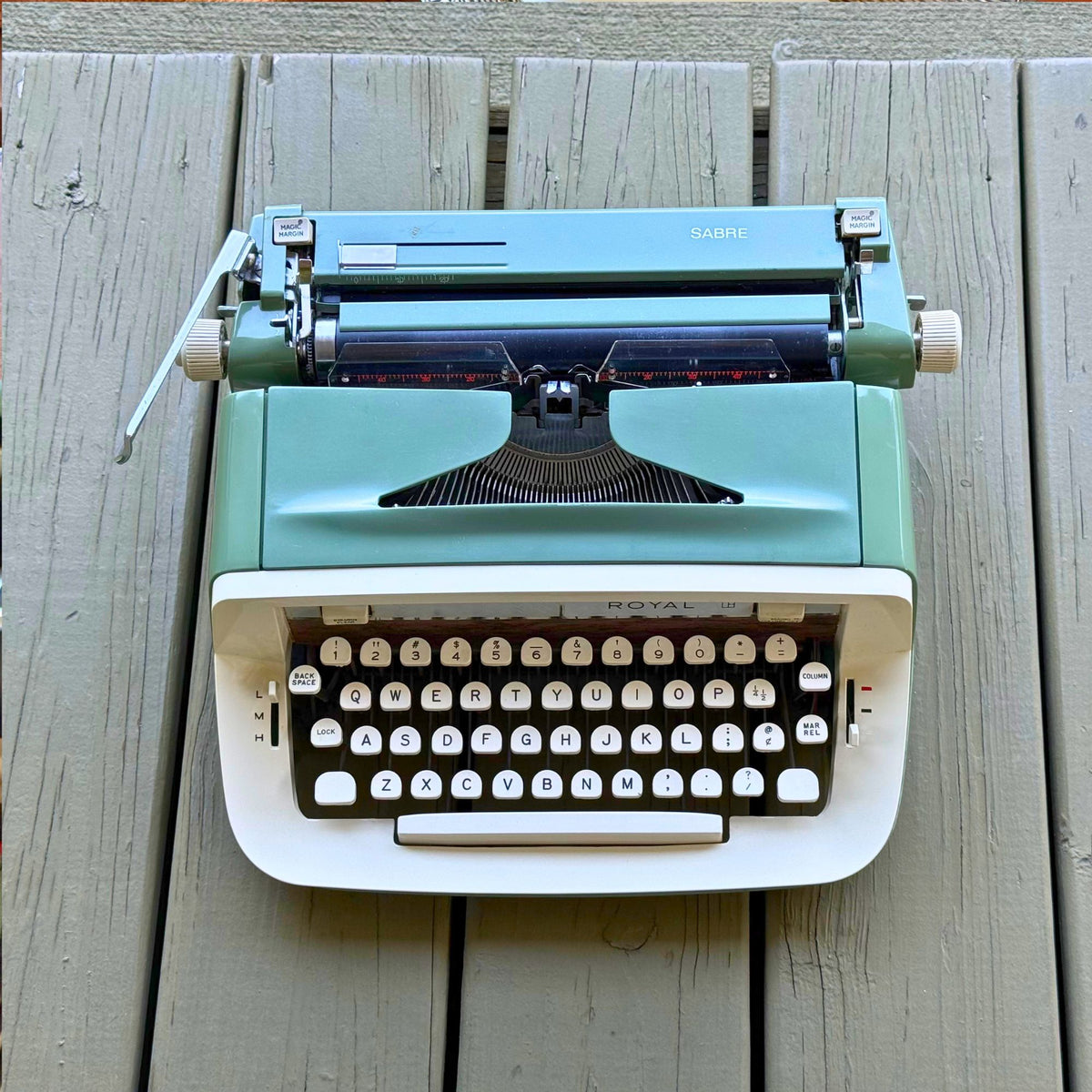 1968 Royal Sabre Portable Typewriter in Mist Green