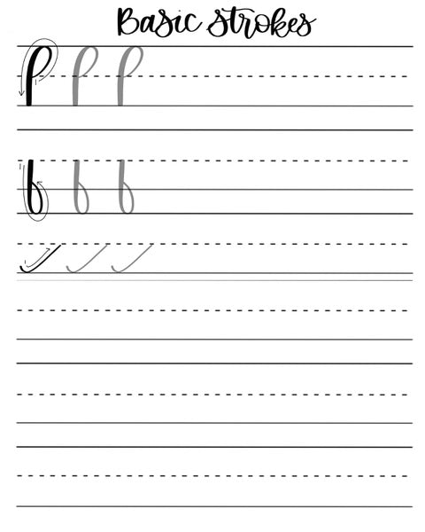 Brush Lettering Practice Sheets