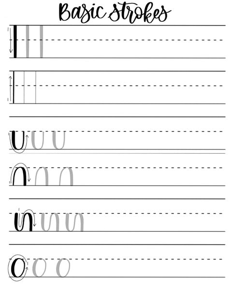 Brush Lettering Practice Sheets
