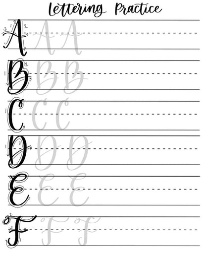 Brush Lettering Practice Sheets