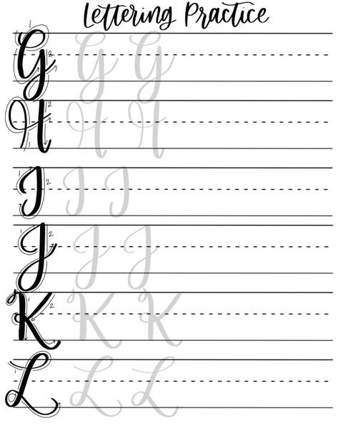Brush Lettering Practice Sheets