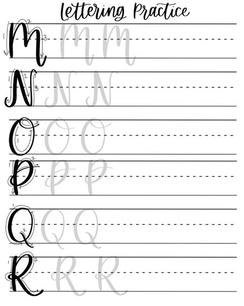 Brush Lettering Practice Sheets
