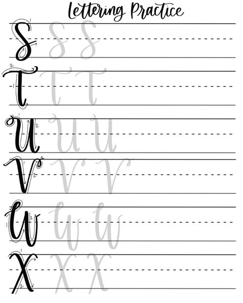 Brush Lettering Practice Sheets