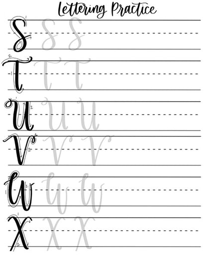 Brush Lettering Practice Sheets