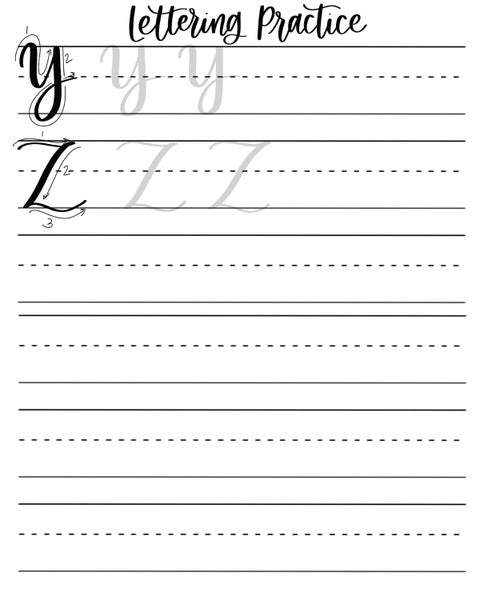 Brush Lettering Practice Sheets