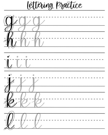 Brush Lettering Practice Sheets