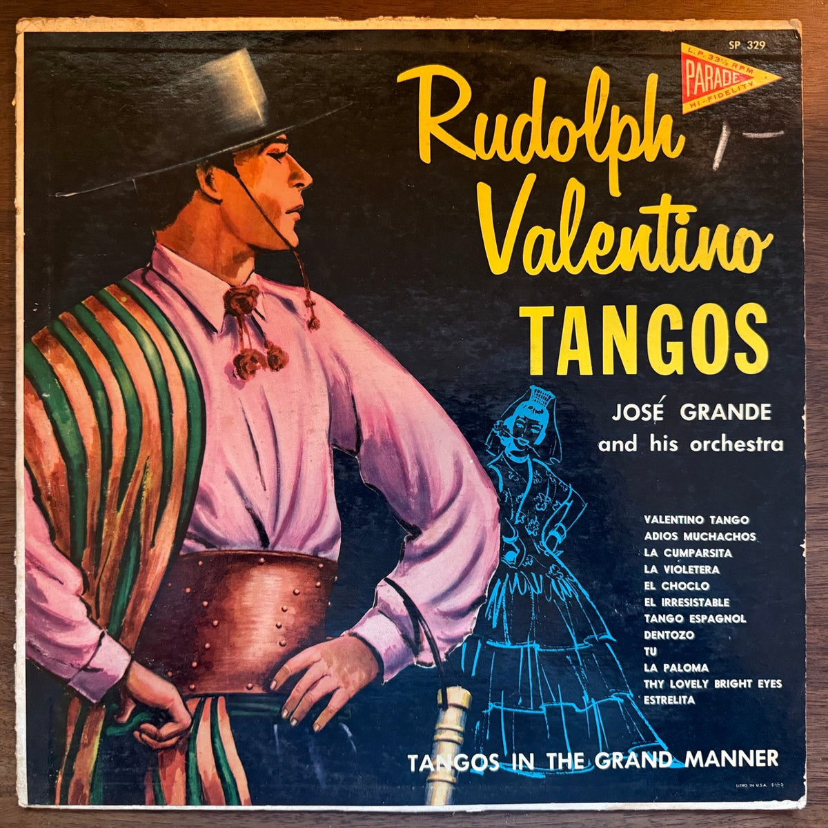 Cover of Rudolph Valentino Tangos by José Grande and his Orchestra