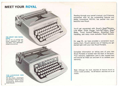 1968 Royal Sabre Portable Typewriter in Mist Green