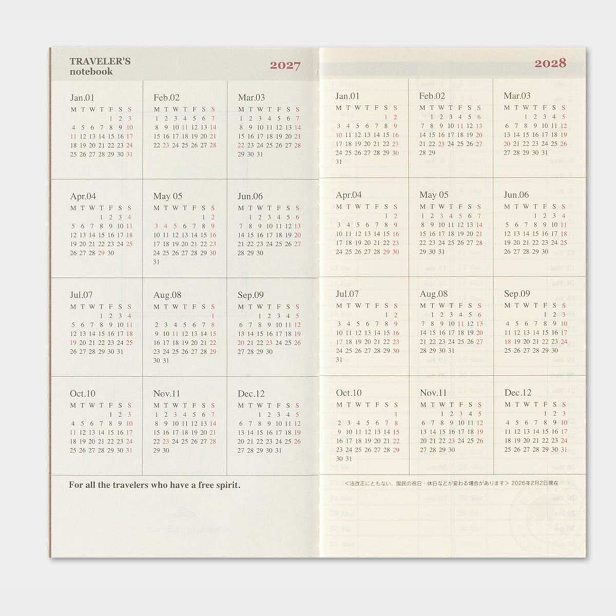 2027 TRAVELER'S DIARY WEEKLY VERTICAL
