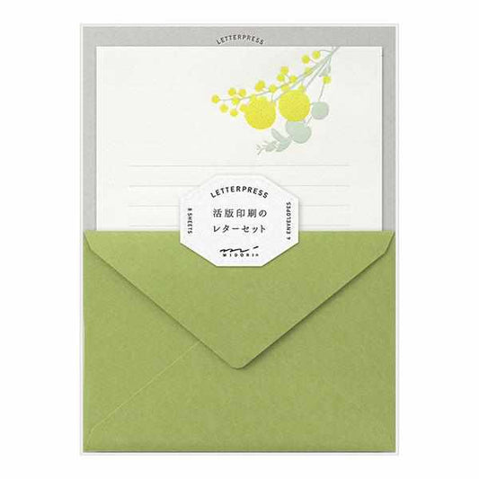 Midori Stationery Letterpress Letter Set - Yellow Bouquet