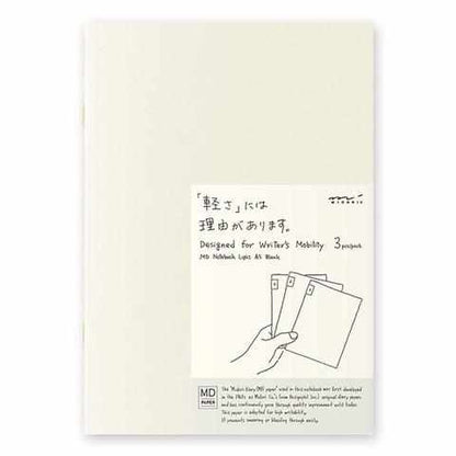 Midori Notebook MD Paper Notebook Light - A5 Blank - Set of 3