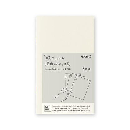 Midori Notebook MD Paper Notebook Light - B6 Slim Ruled - Set of 3